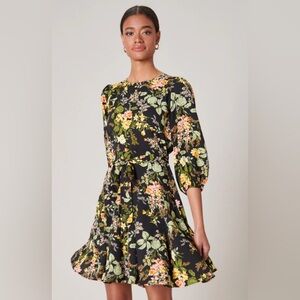Sugar Lips Size Medium Black floral dress 3/4 sleeve